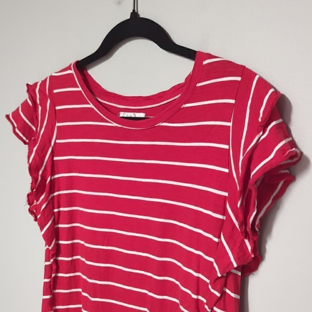 Maurices Red With White Stripe Flutter Sleeves - image 2